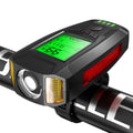 Front Light (With Fog Light) & Horn & Speedometer  Multifunctional Bicycle Mountain Bike Headlight(Code Watch (Black))
