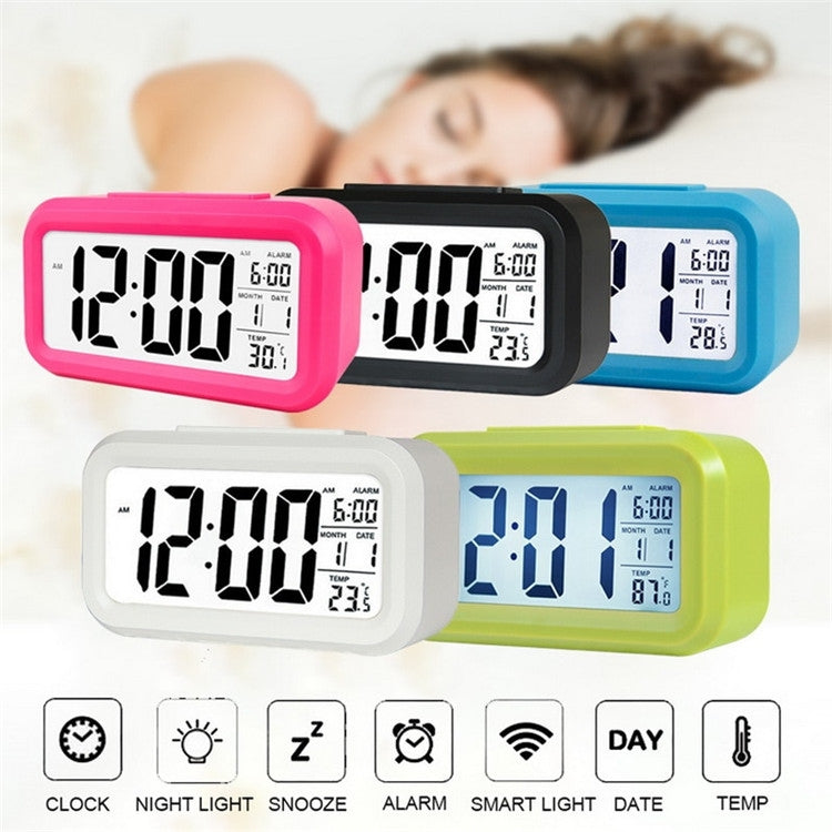 Temperature Type Lazy Snooze Alarm Mute Backlit Electronic Clock(White)