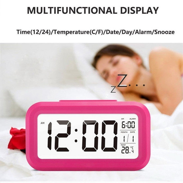 Temperature Type Lazy Snooze Alarm Mute Backlit Electronic Clock(White)