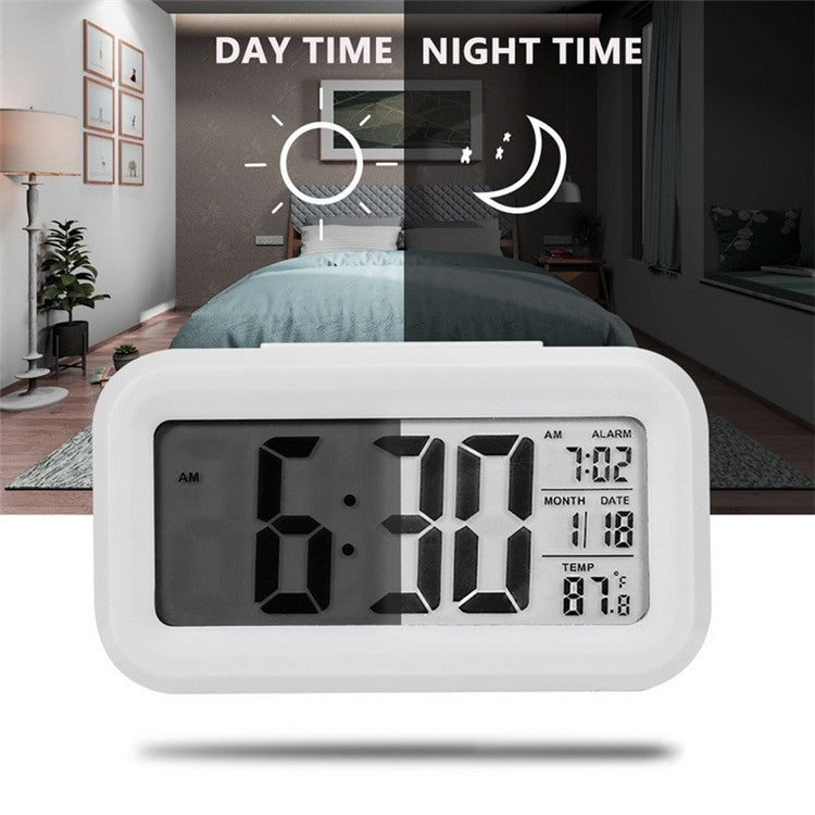 Temperature Type Lazy Snooze Alarm Mute Backlit Electronic Clock(White)