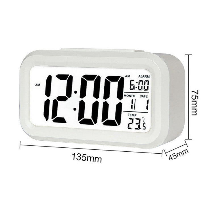 Temperature Type Lazy Snooze Alarm Mute Backlit Electronic Clock(White)