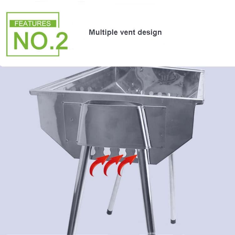 HZ-003 BBQ Grill Outdoor Portable Stainless Steel Stove Household Charcoal Barbecue Rack, Grill/pan specifications: M
