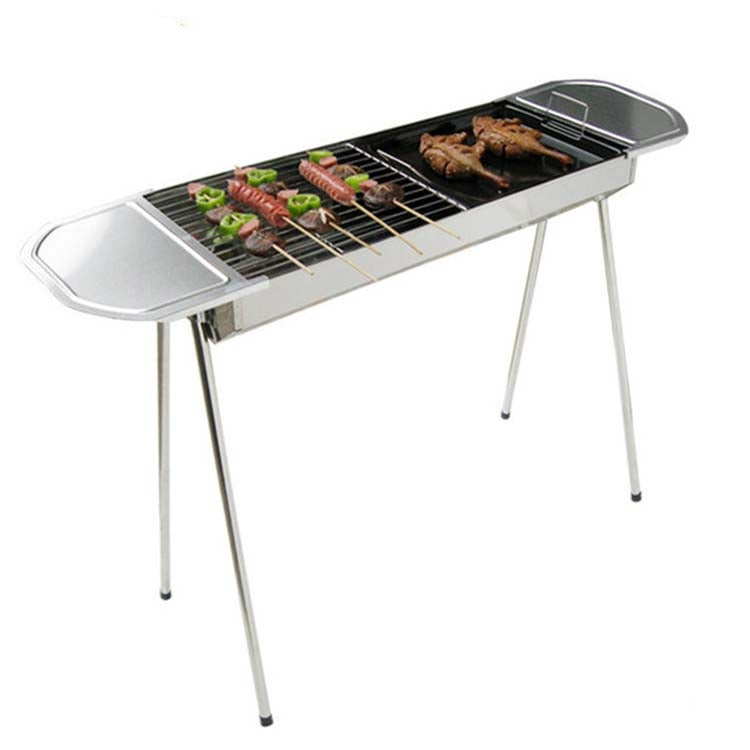 HZ-003 BBQ Grill Outdoor Portable Stainless Steel Stove Household Charcoal Barbecue Rack, Grill/pan specifications: L