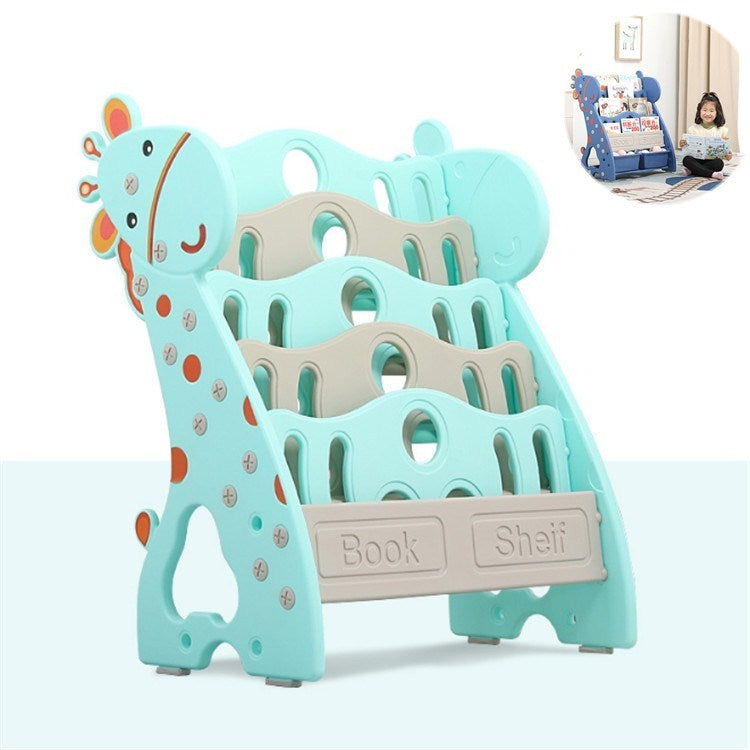 Childrens Bookshelf Simple Household Floor Shelf Baby Bookcase Storage Kindergarten Multi-layer Cartoon Picture Book Rack, Style:Five-story Bookshelf(Green)