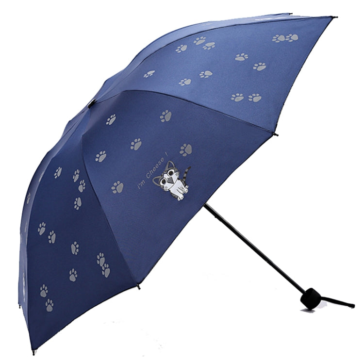 Cartoon Creative Children Umbrella Sunscreen Vinyl Small Fresh Folding Umbrella(Navy)