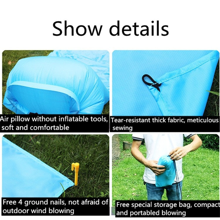 Outdoor Waterproof Air Pillow Picnic Mat Carrying Ground Sand Beach Grass Mat, Style:Single(Random Color)