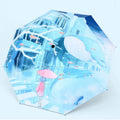 Art Small Fresh Umbrella Folding Sun and Rain Dual-use Umbrella Sun Protection and UV Protection Vinyl Sun Umbrella(Early Morning Street Corner)