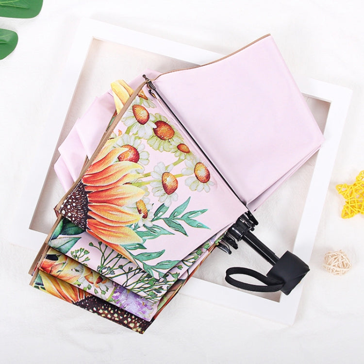 Sunflower Vinyl Sunscreen Double-layer Sunshade UV Umbrella Folding Rain and Sun Dual-purpose Umbrella(Pink)