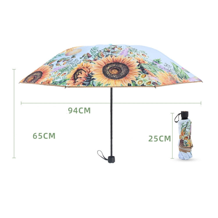 Sunflower Vinyl Sunscreen Double-layer Sunshade UV Umbrella Folding Rain and Sun Dual-purpose Umbrella(Pink)