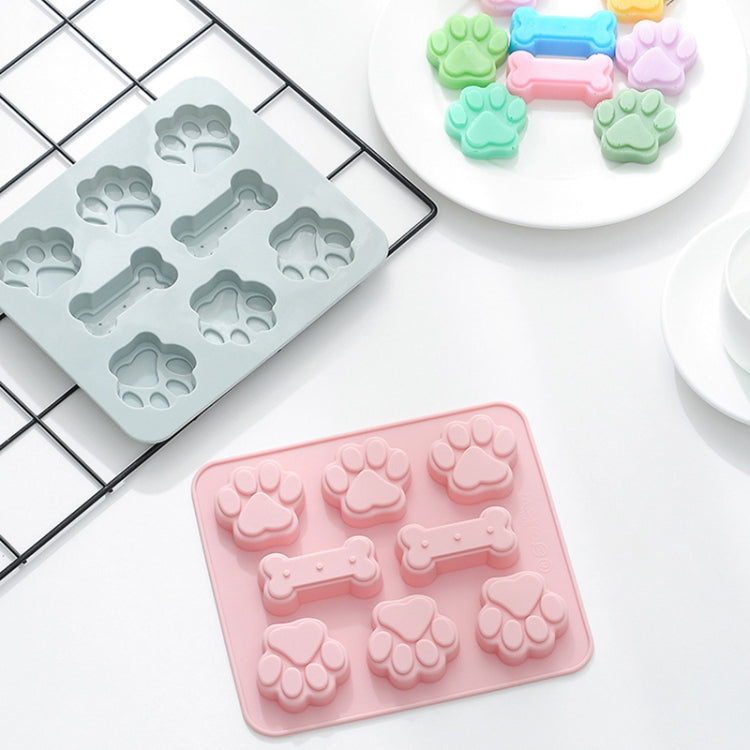 5 PCS Cartoon Cat Claw Bone Shape Cake Chocolate Silicone Mold Microwave Baking Ice Tray Mold Pudding Jelly Mold(Pink)