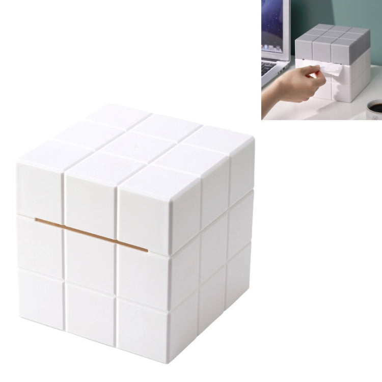 Cube Tissue Box Desktop Storage Box(Pure White)