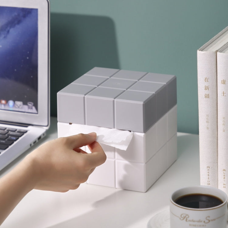 Cube Tissue Box Desktop Storage Box(Pure White)