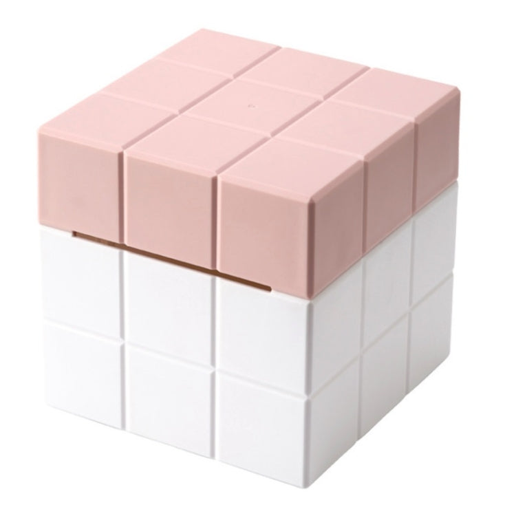 Cube Tissue Box Desktop Storage Box(White+Pink)