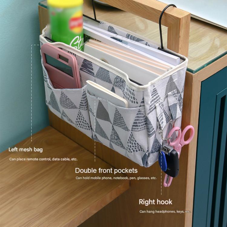 Dormitory Bedside Mobile Phone Storage Bag Hanging Sundries Basket(White)