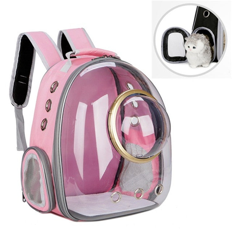 Space Capsule Pet Bag Panoramic Transparent Cat Go Out Portable Breathable Backpack with Cover(Pink)