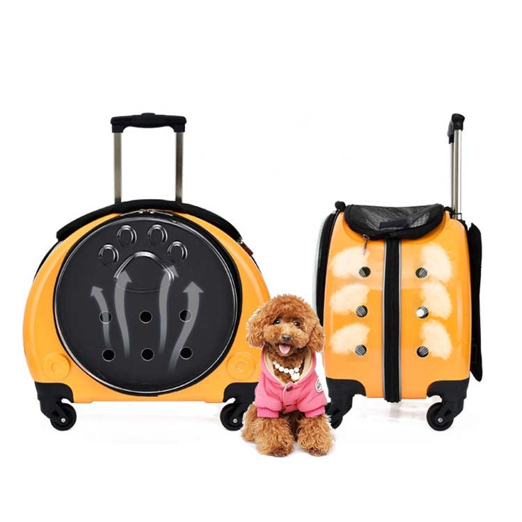 Pet Trolley Case Got Out Portable Pet Bag(Yellow)