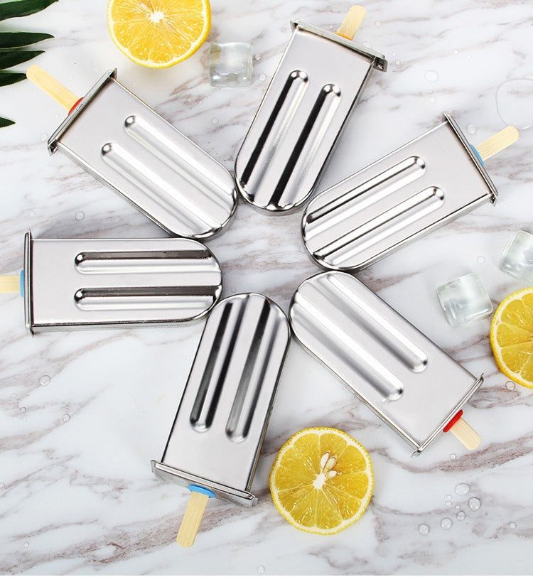 Stainless Steel DIY Ice Cream Mold Household Popsicle Ice Cream Mold(6 Watermelon Cups Double Slot)