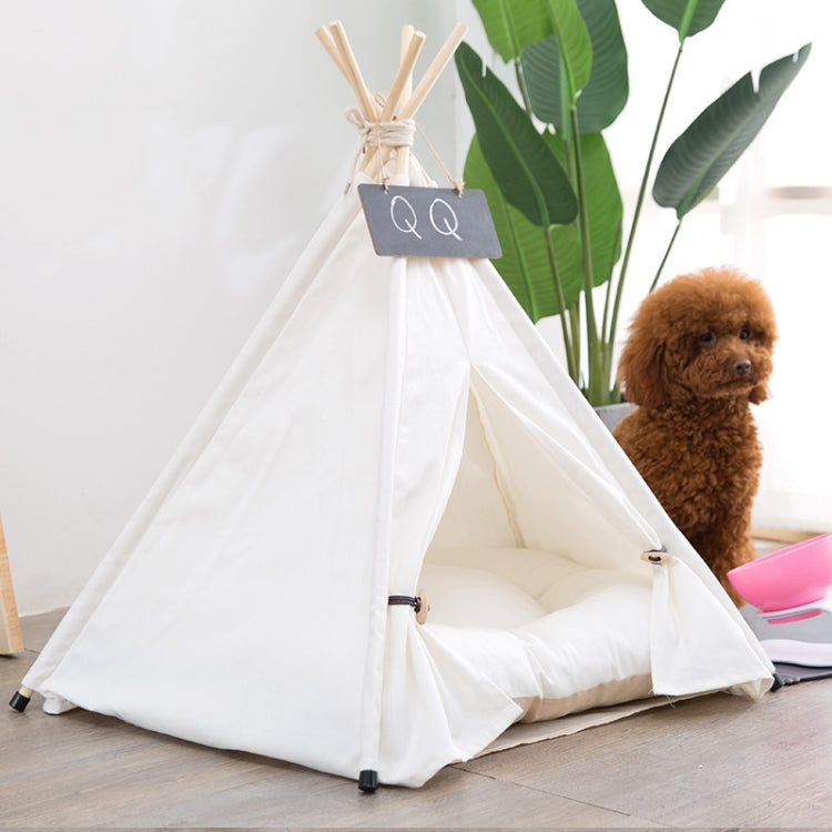 Pure White Pet Tent Nest For Small And Medium Dogs and Cats Foldable Playhouse, Style:With Cushion, Size:Large 60×60×70cm