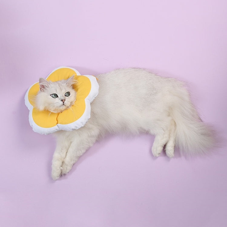 Cute Flower Shaped Pet Anti-licking Collar, Specification: L(Yellow)