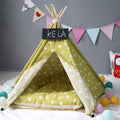 Cotton Canvas Pet Tent Cat and Dog Bed with Cushion, Specification: Small 40×40×50cm(Yellow Triangle)