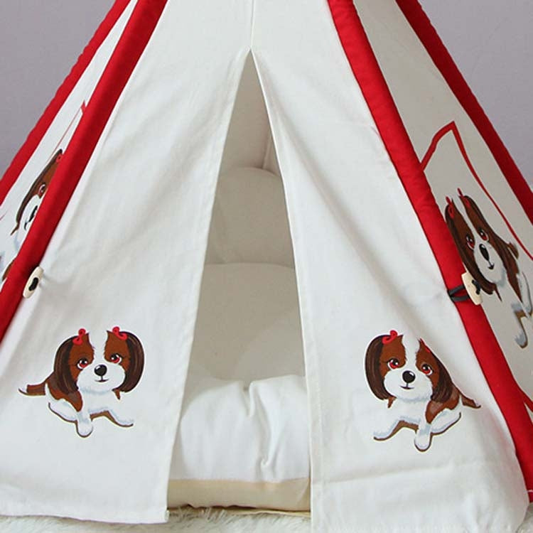 Pet Tent Removable And Washable Wooden Cat Kennel with Cushion, Specification: Small 40×40×50cm(Yellow)