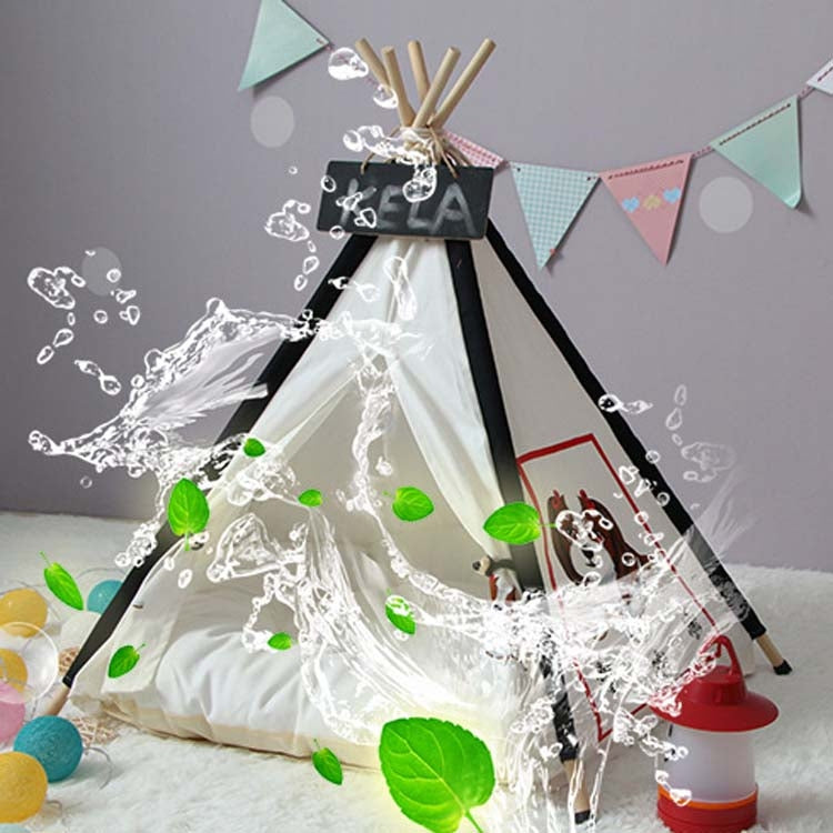 Pet Tent Removable And Washable Wooden Cat Kennel with Cushion, Specification: Medium 50×50×60cm(Red)