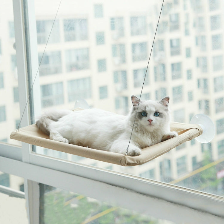 Pets Suction Cup Cat Hammock Window Hanging Hammock(Khaki)