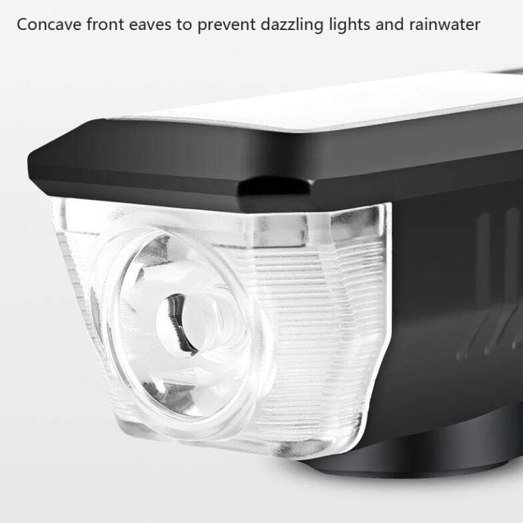 Bicycle Solar Headlight Horn Light Night Riding USB Charging Headlight Bicycle Glare Flashlight Equipment(Red)