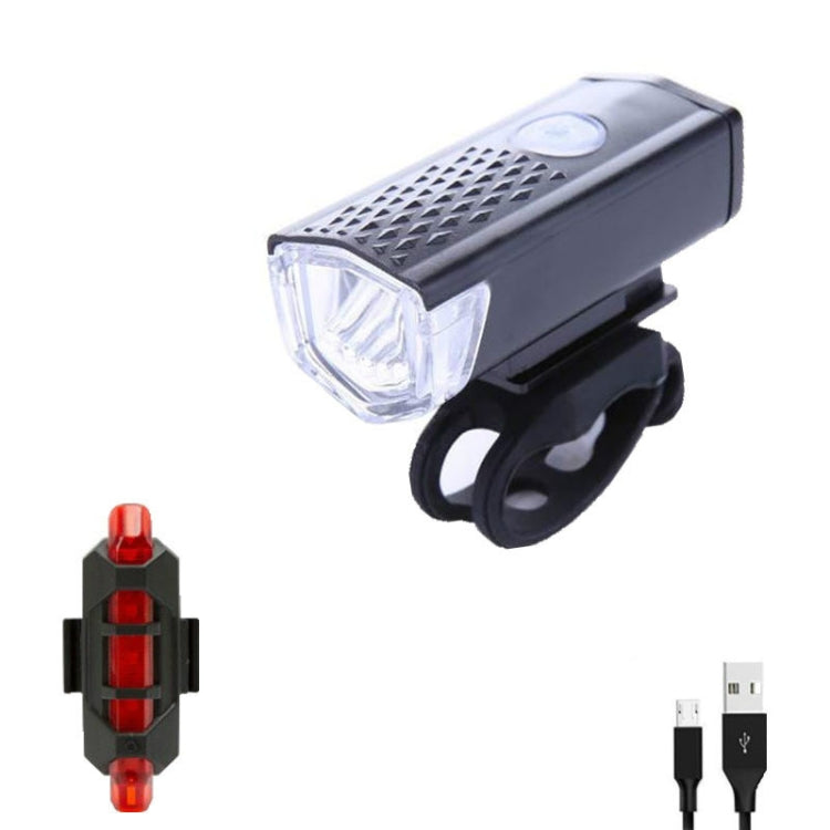 Bicycle USB Charging Headlight Lighting Cycling Equipment, Color:Black 2255 Light+928 Red Taillight