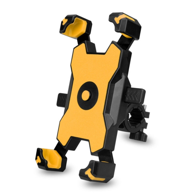 Electric Bicycle Mobile Phone Holder Can Be Rotated 360-degree Mobile Phone Holder Four-way Adjustment Bracket for Motorcycle, Style:Handlebars(Yellow)