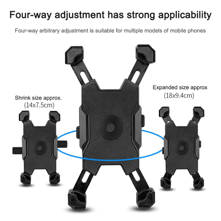 Electric Bicycle Mobile Phone Holder Can Be Rotated 360-degree Mobile Phone Holder Four-way Adjustment Bracket for Motorcycle, Style:Handlebars(Yellow)
