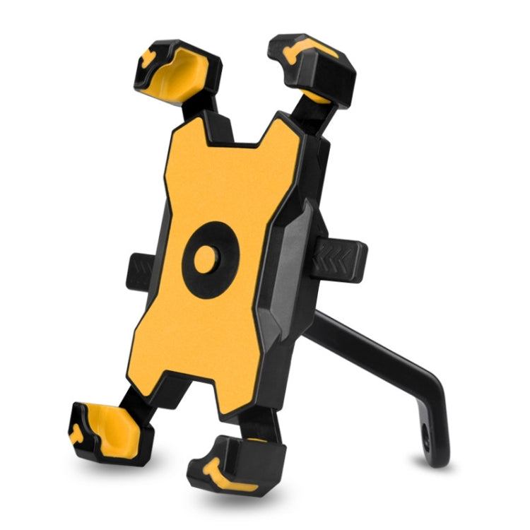 Electric Bicycle Mobile Phone Holder Can Be Rotated 360-degree Mobile Phone Holder Four-way Adjustment Bracket for Motorcycle, Style:Rearview Mirrors(Yellow)