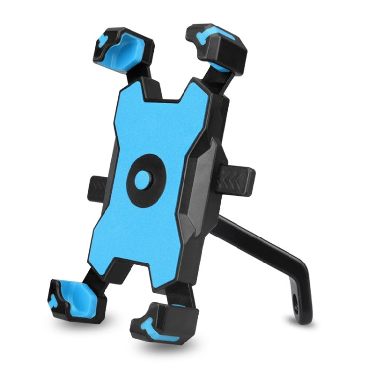 Electric Bicycle Mobile Phone Holder Can Be Rotated 360-degree Mobile Phone Holder Four-way Adjustment Bracket for Motorcycle, Style:Rearview Mirrors(Blue)