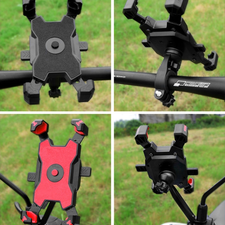 Electric Bicycle Mobile Phone Holder Can Be Rotated 360-degree Mobile Phone Holder Four-way Adjustment Bracket for Motorcycle, Style:Rearview Mirrors(Blue)
