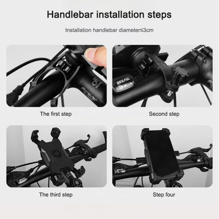 Electric Bicycle Mobile Phone Holder Can Be Rotated 360-degree Mobile Phone Holder Four-way Adjustment Bracket for Motorcycle, Style:Rearview Mirrors(Blue)