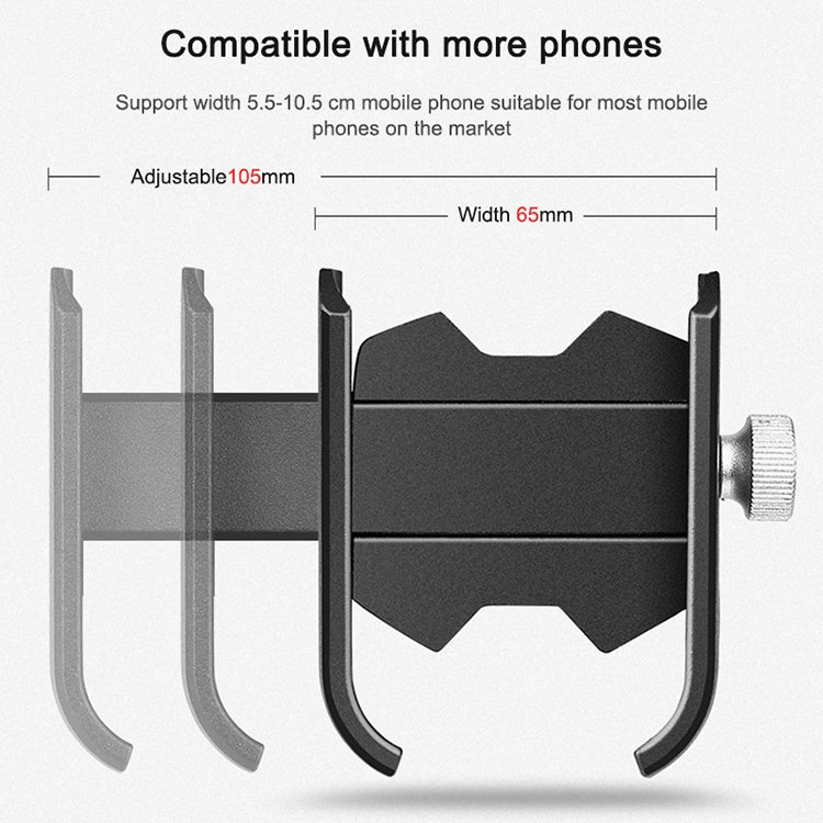 Bicycle Mobile Phone Holder Motorcycle Electric Car Navigation Mobile Phone Holder, Style:Handlebars(Black)