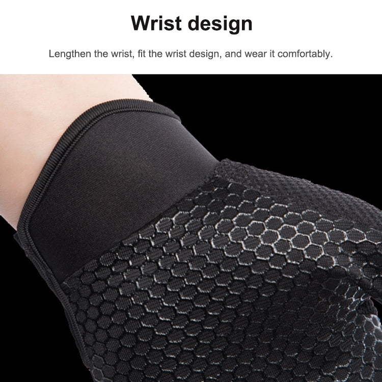 HSLEJP Outdoor Sports Breathable Touch Screen Antiskid Cycling Full Finger Gloves, Size: L(Black+Blue)