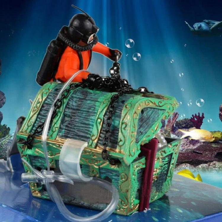 Pneumatic Fish Tank Decoration Diver Treasure Hunt Frogman Aquarium Fish Tank Landscape(Orange)