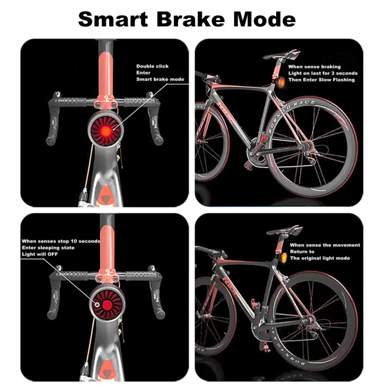 Bicycle Smart Sensor Brake Light USB Tail Light Warning Light(Titanium)