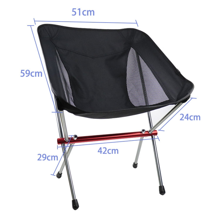 Outdoor Beach Chair Aluminum Alloy Ultra Light Camping Barbecue Fishing Portable Folding Back Chair(Folding Chair + Telescopic Tripod)