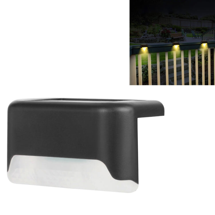 Solar Railing Light Staircase Light Outdoor Waterproof LED Step Light Garden Decoration Landscape Light, Warm White Light(Black)
