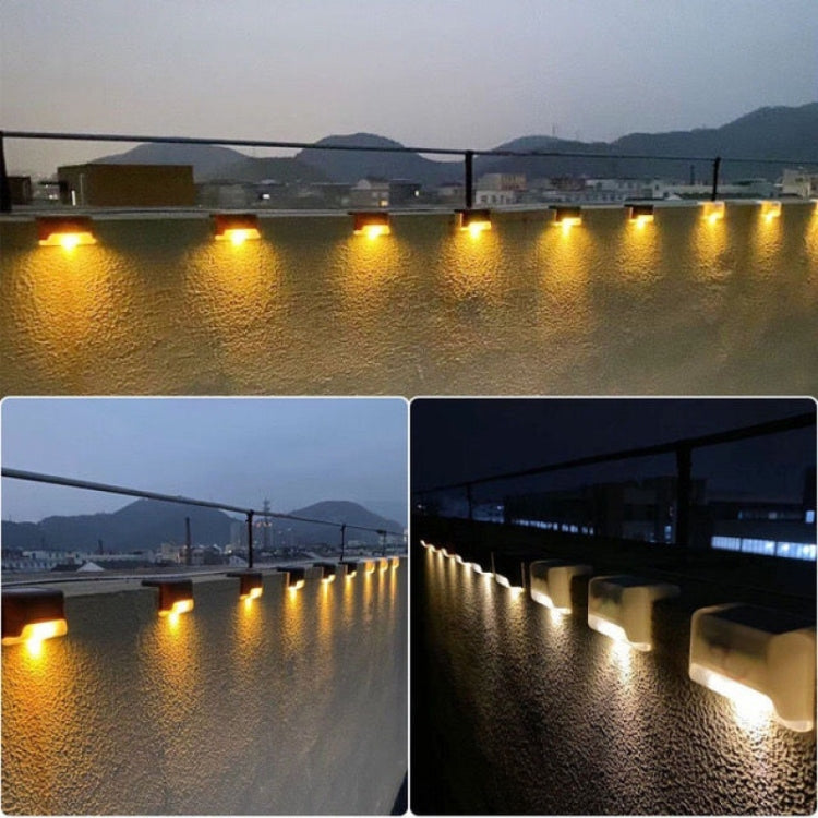 Solar Railing Light Staircase Light Outdoor Waterproof LED Step Light Garden Decoration Landscape Light, Warm White Light(Black)
