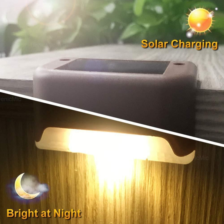 Solar Railing Light Staircase Light Outdoor Waterproof LED Step Light Garden Decoration Landscape Light, Warm White Light(Black)