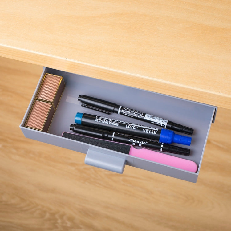 Hidden Drawer Storage Box Office Desk Bottom Paste Large Capacity Pen Case(Gray)