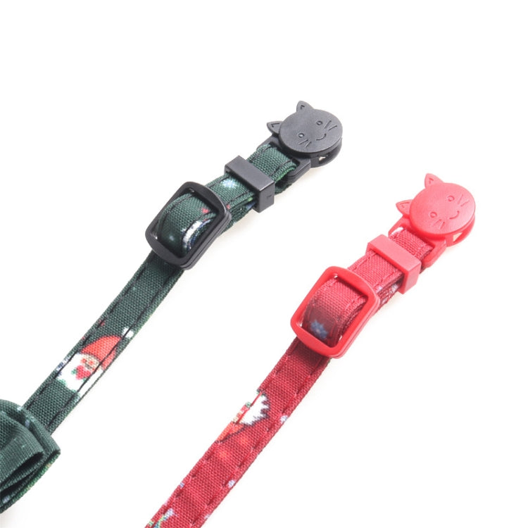 Christmas Snowman & Tree Pattern Pet Collar with Bells, Style:With Bow(Green)