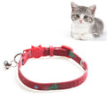 Christmas Snowman & Tree Pattern Pet Collar with Bells, Style:Without Bow(Red)