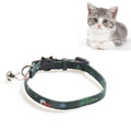 Christmas Snowman & Tree Pattern Pet Collar with Bells, Style:Without Bow(Green)