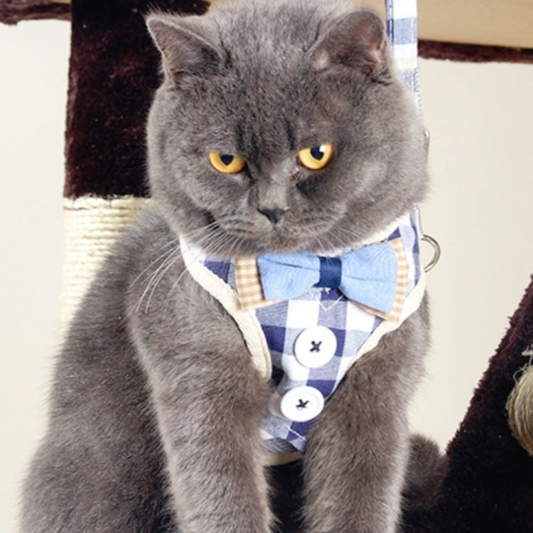 Pet Traction Rope Chest Harness Anti-break Away Vest Type Small Dog Walking Rope, Size:M(Blue)
