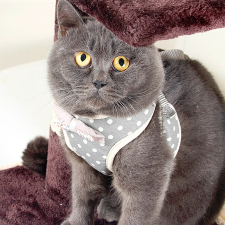 Pet Traction Rope Chest Harness Anti-break Away Vest Type Small Dog Walking Rope, Size:M(Gray)