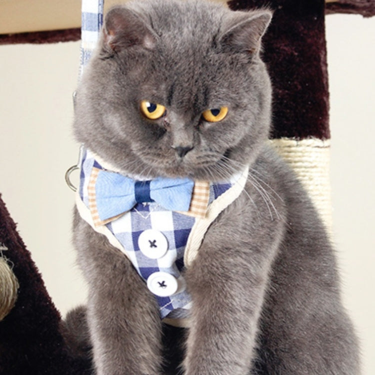 Pet Traction Rope Chest Harness Anti-break Away Vest Type Small Dog Walking Rope, Size:L(Blue)